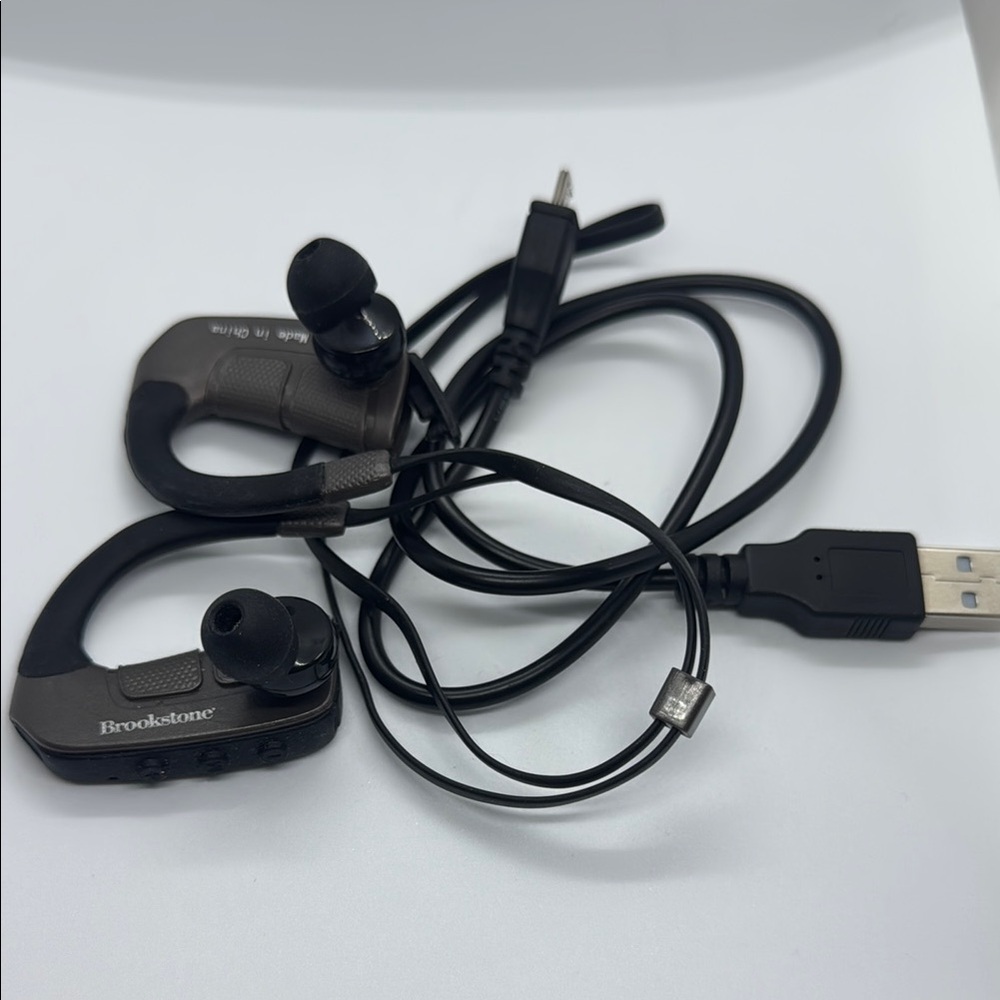 Brookstone Black Ear Hook Earbuds